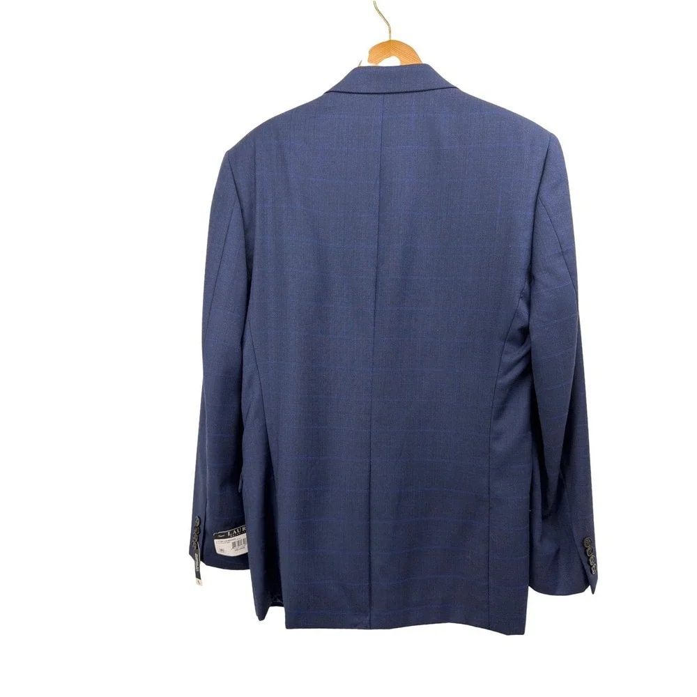 Lauren Ralph Lauren Blue Windowpane Wool Blend Sport Coat Blazer 40L NWT
